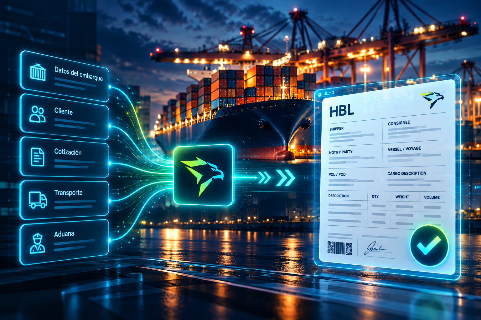 Datos del embarque transformados en HBL con Lurvex