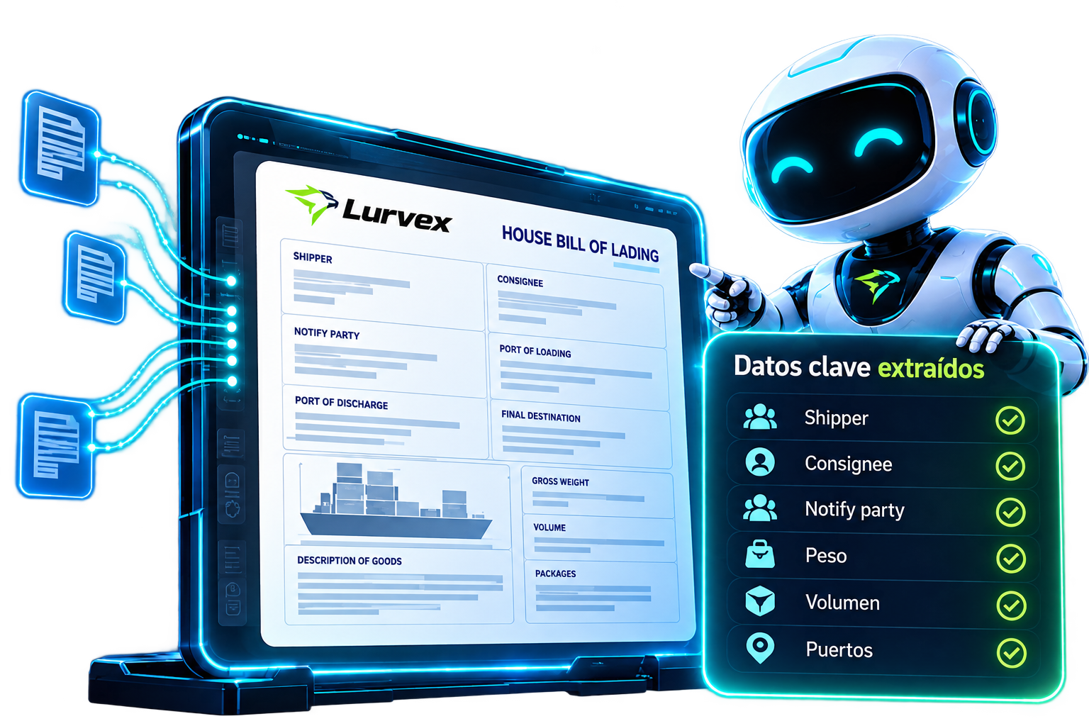 LurvexHBL extrae datos del embarque y prepara el House Bill of Lading con IA